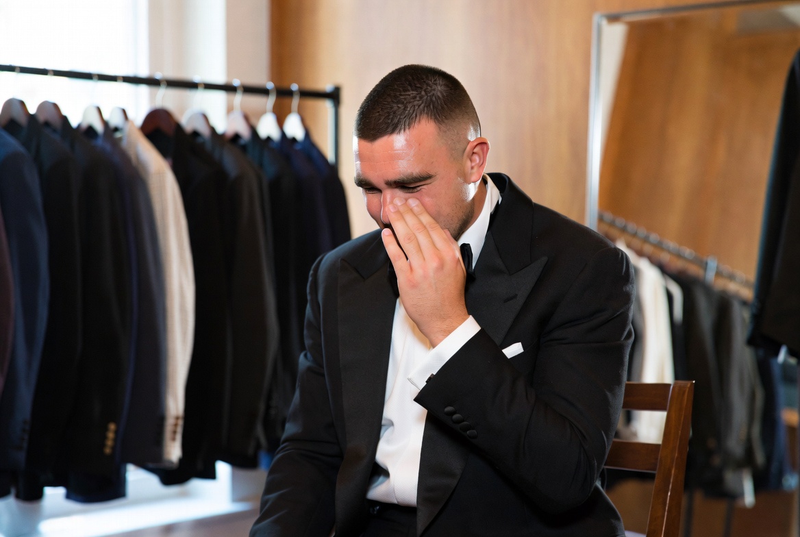 Emotional Video of Travis Kelce Crying Multiple Times During His Tuxedo Fitting for the Big Day Breaks the Internet