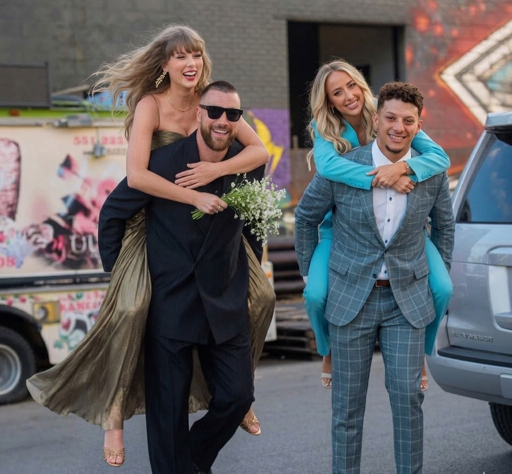 Taylor Swift and Travis Kelce Steal the Spotlight as He Gives Her a Piggyback Ride Alongside Patrick and Brittany Mahomes at another Glamorous NYC Wedding