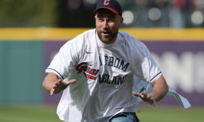 Kansas City Chiefs tight end Travis Kelce won the home run derby during Cleveland Browns tight end David Njoku’s Celebrity Softball Game charity event on Saturday