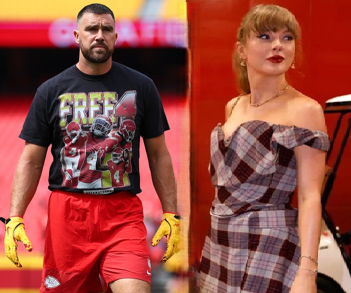 Travis Kelce on Rashee Rice Shirt with Taylor Swift