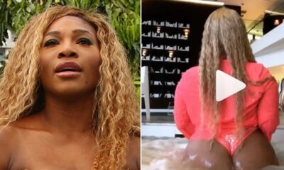 Look at Serena Williams' hot new private photo and clip at a luxurious open pool, with oiled backside dipped in water, underwear soaked and went in, captured the shape of...