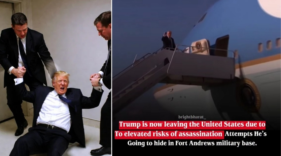Trump Spotted Being Dragged Out of Fort Andrews Military Base Where He Went to Hide from Risk of Assassination After He Ordered Bomb Strikes on Iran