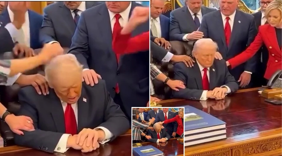 BREAKING: Trump Faints During Morning Prayer and Is Woken Up With Blows to the Head When They Thought He Was Still Sleeping — The Video Is Being Deleted Everywhere, See It Before It Is Completely Gone