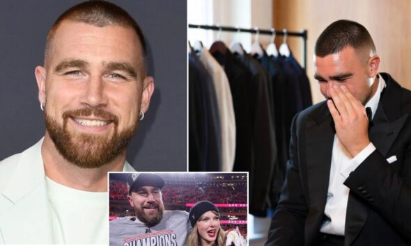 Emotional Video of Travis Kelce Crying Multiple Times During His Tuxedo Fitting for the Big Day Breaks the Internet