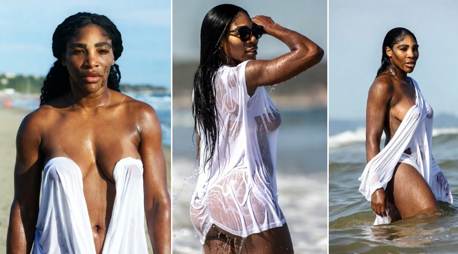 These Serena Williams New 10 Mouth-Watering Wet Beach Moment Photos in a Barely There Dress Are the New Viral Talk on the Internet, and Fans Went Crazy to See the Moment the Dress Slipped Down and What Revealed Is That Serena Has a Big