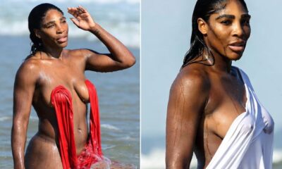 See Serena Williams in Spicy Wet Red Barely-There Never-Before-Seen Mouth-Watering Photos: Fans Lose It When the Red Dress Couldn't Hold Her Melons and Dropped and Revealed Her Giant...