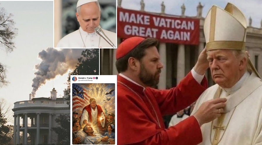 BREAKING: Trump Declares Himself the New Pope, Posts Photo of Himself as Jesus Christ, Labels Pope Leo XIV “Weak” Over Call for Peace as White Smoke Emerges from the White House After He Recently Criticized the Pope Over Foreign Policy and Crime