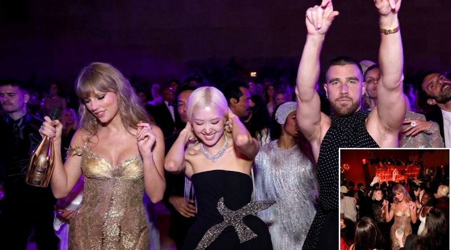 Drunk Taylor Swift in a Golden After-Party Goddess Look and Wasted Travis Kelce Spotted at the Met Gala After-Party, but Her Dance Clip Broke the Internet as She Was Mercilessly Mocked Over Her “Embarrassing” Moves