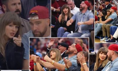See hilarious moment Taylor Swift and Travis Kelce made a funny bet and chose different teams during Knicks vs Cavaliers game, with Travis’ team starting to win and Taylor giving a cute losing reaction courtside
