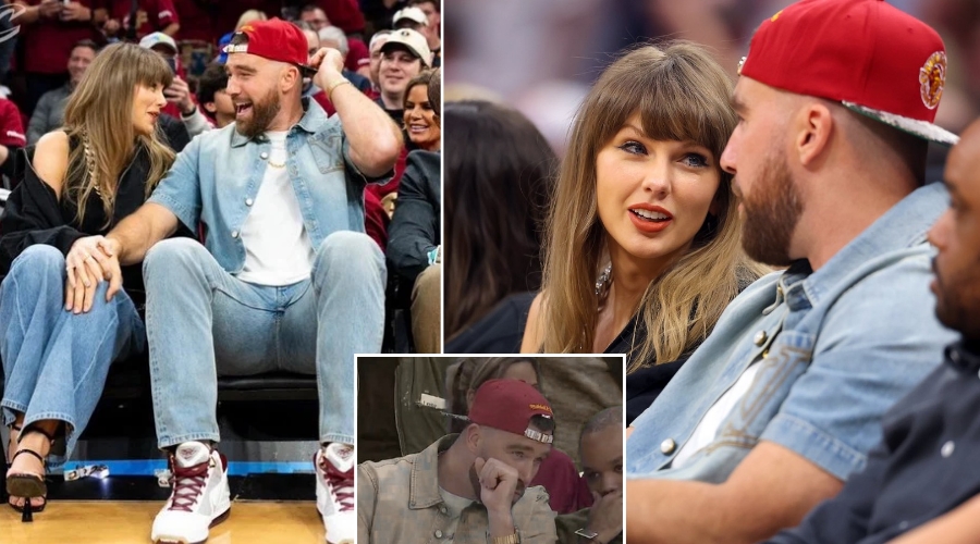 Watch Taylor Swift and Travis Kelce yapping non-stop courtside during Knicks vs Cavaliers Eastern Conference Finals in Cleveland as fans joke they were talking more than watching the game