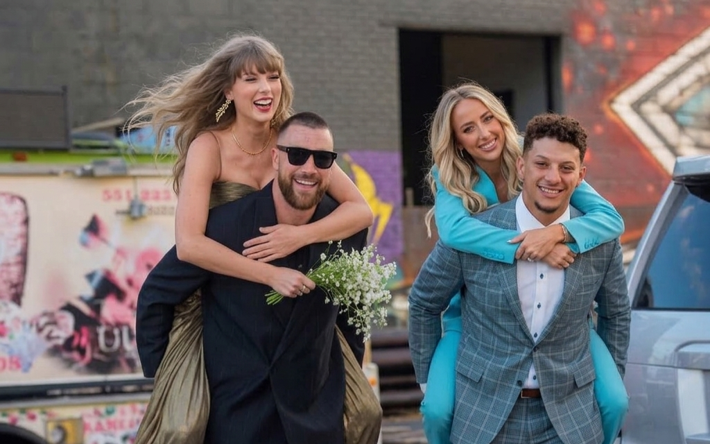 Taylor Swift and Travis Kelce Steal the Spotlight as He Gives Her a Piggyback Ride Alongside Patrick and Brittany Mahomes at another Glamorous NYC Wedding